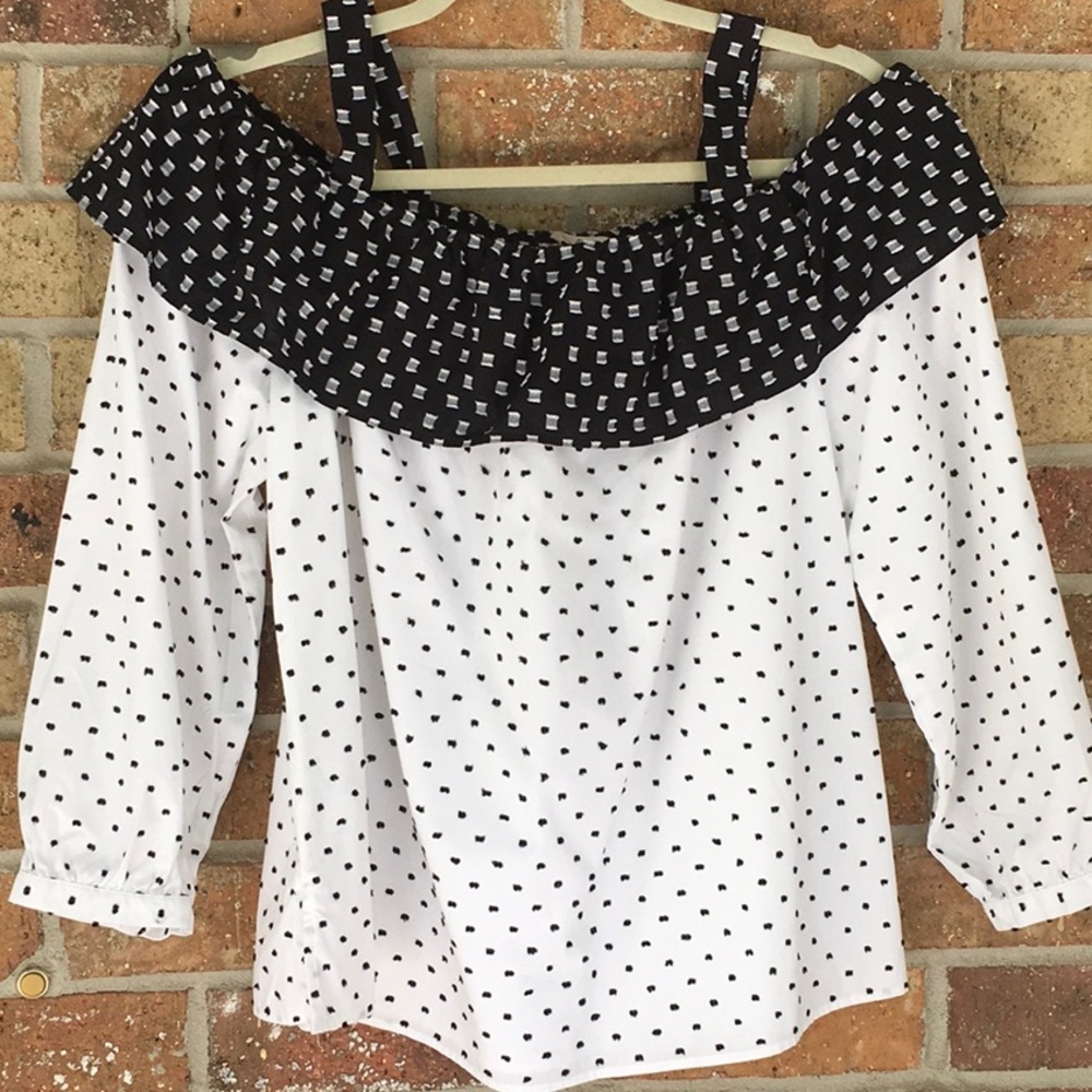 LOFT Cotton Off Shoulder Ruffle Top - Picture 2 of 5
